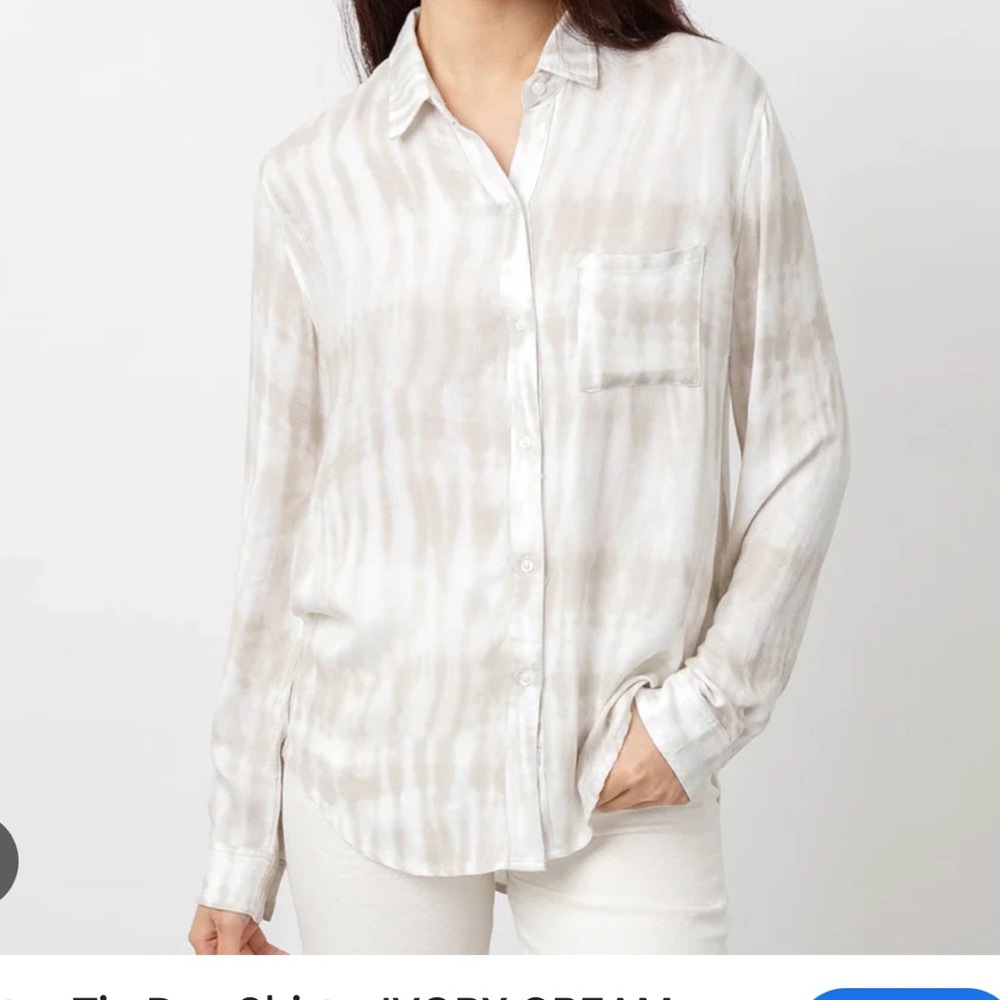 Rails Hunter button down ivory cream tie die